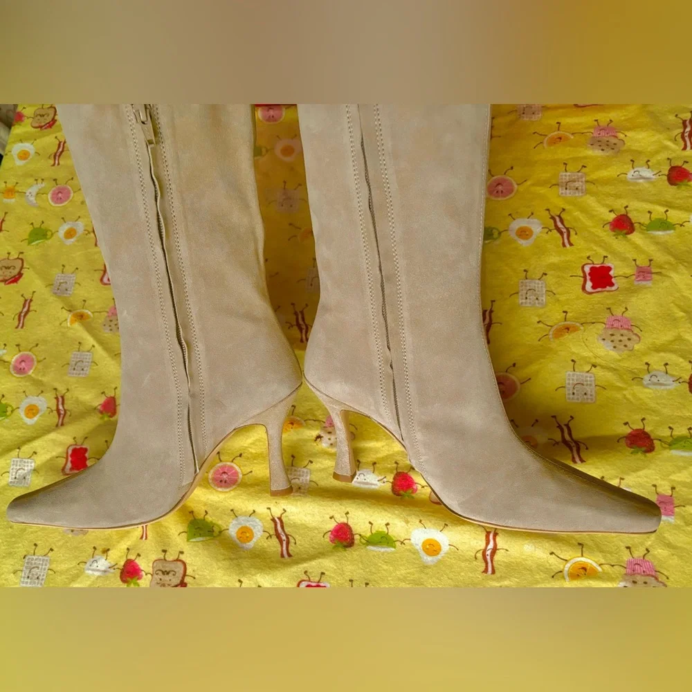 STAUD Cami Over The Knee Suede Stiletto Heel Boots Taupe Size EU 38.5 = 8.5 NIB